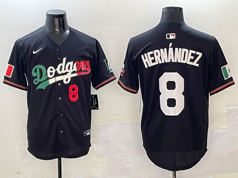 Men Los Angeles Dodgers 8 Hernandez Black Mexico Nike 2025 MLB Jersey style 5